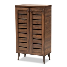 Baxton Studio Salma Walnut Brown Wood Two Doors Shoe Cabinet