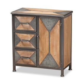 Baxton Studio Laurel Grey Oak Brown 3 Drawers Accent Storage Cabinet