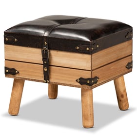 Baxton Studio Amena Brown Oak Small Storage Ottoman