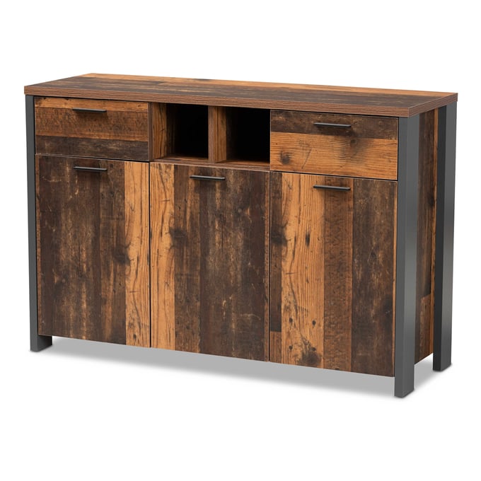 Baxton Studio Ranger Rustic Brown Grey 2 Doors Sideboard Buffet BAX-SB002-RSTC-BRGR-SIDEBOARD