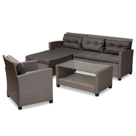 Baxton Studio Darian Grey Fabric 4pc Patio Set