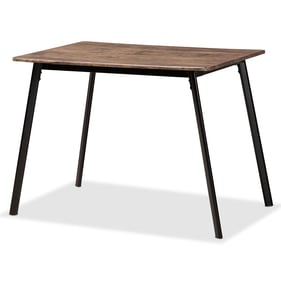 Baxton Studio Calder Walnut Brown Wood Black Metal Dining Table