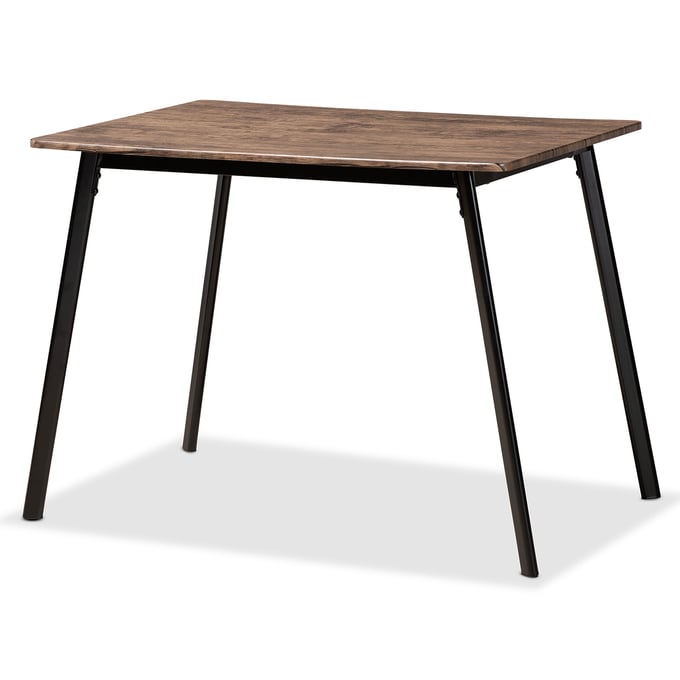 Baxton Studio Calder Walnut Brown Wood Black Metal Dining Table BAX-D01178ST-DINING-TABLE