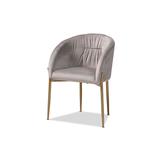 Baxton Studio Ballard Grey Velvet Gold Metal Dining Chair BAX-DC168-GREY-VELVET-GOLD-DC