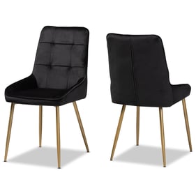 2 Baxton Studio Gavino Black Velvet Gold Metal Dining Chairs