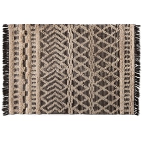 Baxton Studio Heino Dark Grey Ivory Wool Handwoven Area Rug