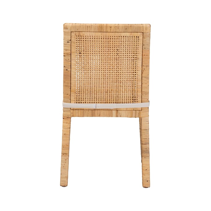 Baxton Studio Bali Pari Sofia Natural Wood White Dining Chair