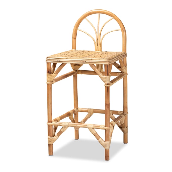 Baxton Studio Bali Pari Seville Natural Rattan Counter Height Stool BAX-SEVILLE-NATURAL-CS