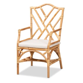 Baxton Studio Bali Pari Delta Natural White Rattan Dining Chair