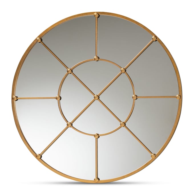 Baxton Studio Ohara Gold Metal Accent Wall Mirror BAX-RXW-10394-GOLD