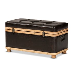 Baxton Studio Gendry Dark Brown Faux Leather Large Storage Ottoman