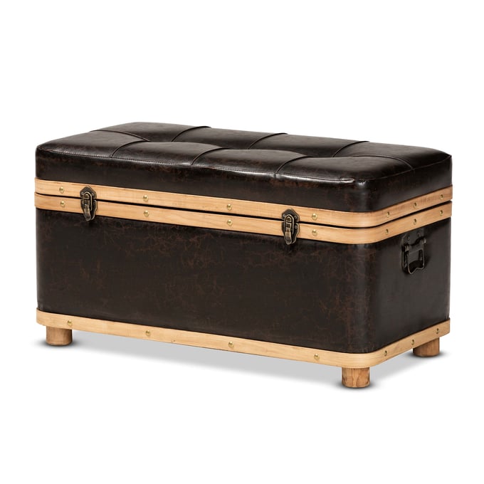 Baxton Studio Gendry Dark Brown Faux Leather Large Storage Ottoman BAX-JY20B054L-DB-L-OT-SRT93