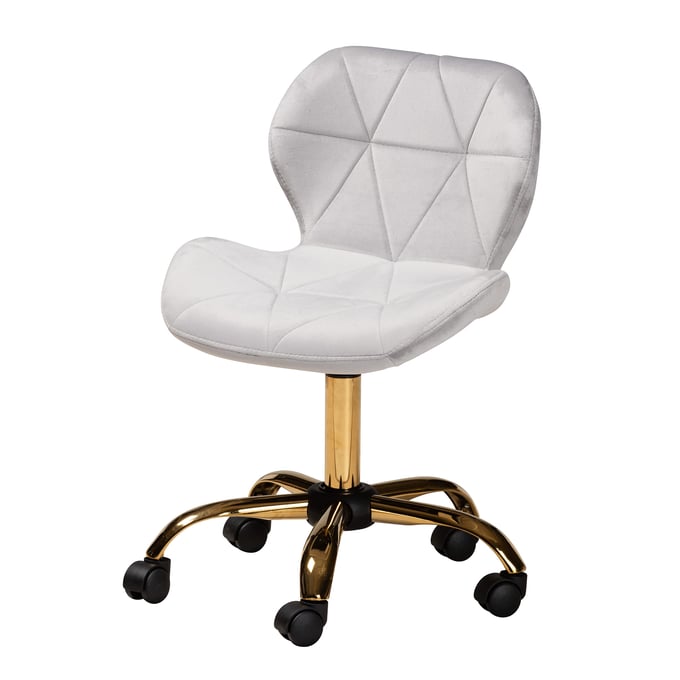 Baxton Studio Savara Grey Gold Swivel Office Chairs BAX-NF01-OFFICECHAIR-V1