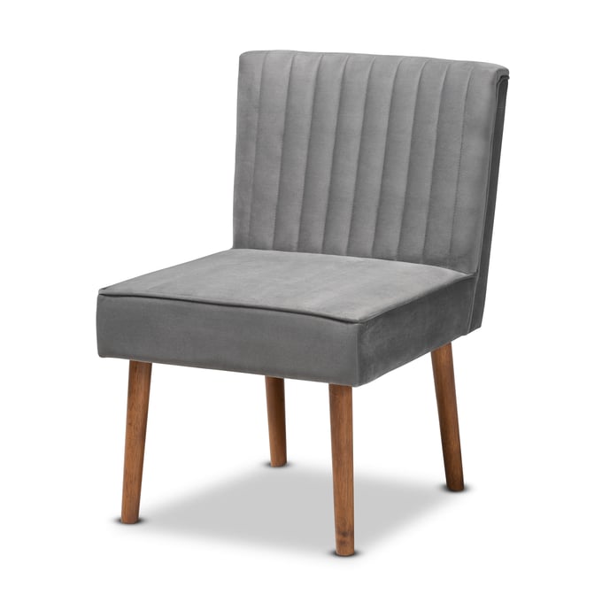 Baxton Studio Alvis Grey Walnut Brown Dining Chair BAX-BBT8063-GRY-VLV-WAL-CC