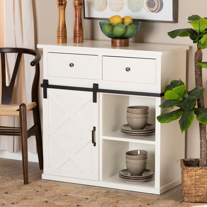 Jaela Wood 2-Door Bathroom Storage Cabinet Furniture by Baxton Studio in White