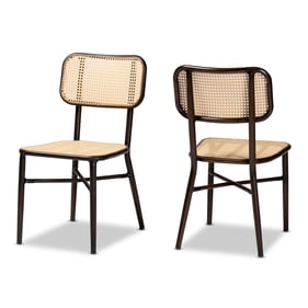 2 Baxton Studio Katina Beige Rattan Outdoor Dining Chairs