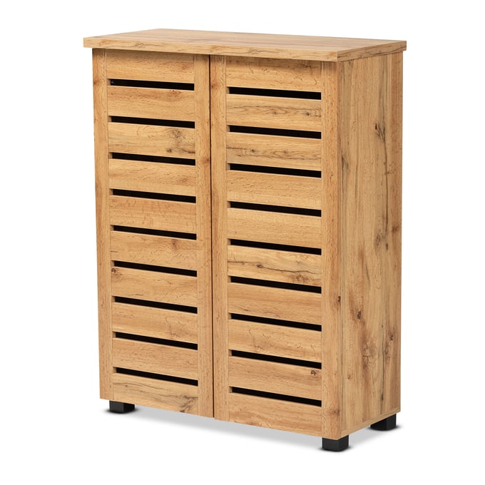 Baxton Studio Adalwin Oak Brown Wood Shoes Storage Cabinet BAX-SC863522-WOTAN-OAK