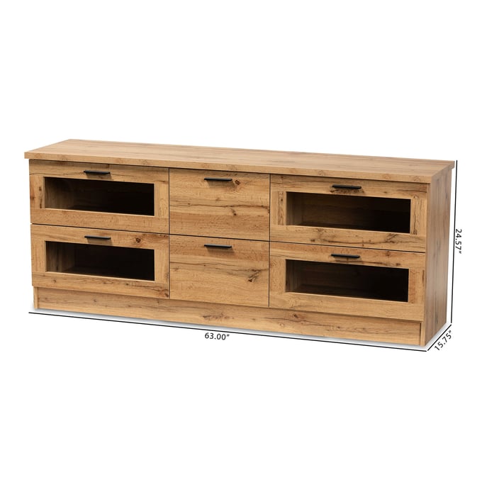 Baxton Studio Adelino Black Oak Brown Wood 63 Inches TV Stand