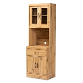 Baxton Studio Laurana Oak Brown Wood Kitchen Cabinet and Hutch