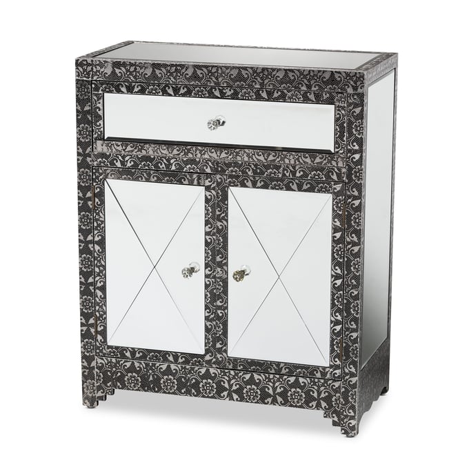 Baxton Studio Wycliff Dark Grey Silver 1 Drawer Sideboard Buffet BAX-JY20B134-SILVER-SIDEBOARD