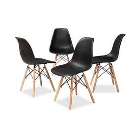 4 Baxton Studio Jaspen Black Oak Plastic Dining Chairs