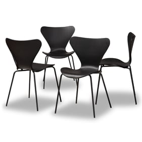 4 Baxton Studio Jaden Black Plastic Dining Chairs