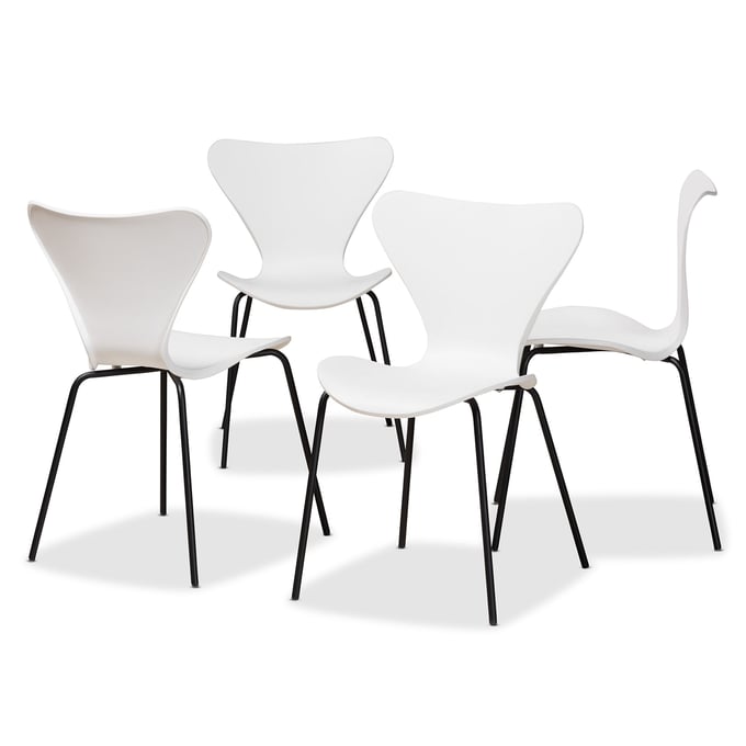 4 Baxton Studio Jaden White Plastic Dining Chairs The Classy Home