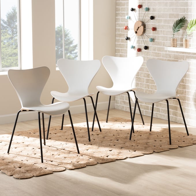 4 Baxton Studio Jaden White Plastic Dining Chairs The Classy Home