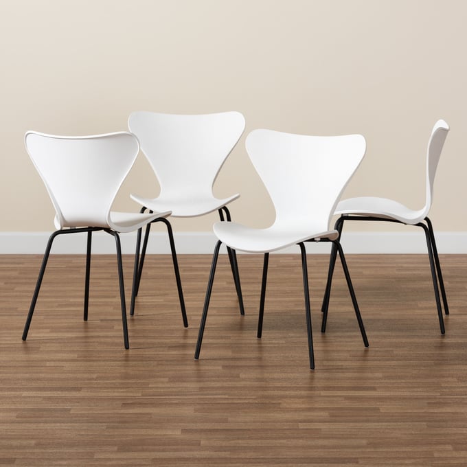 4 Baxton Studio Jaden White Plastic Dining Chairs The Classy Home