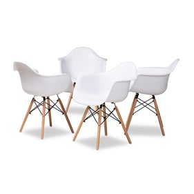 4 Baxton Studio Galen White Oak Plastic Dining Chairs