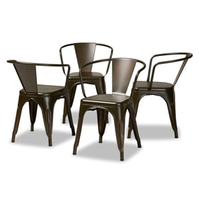 4 Baxton Studio Ryland Brown Metal Dining Chairs