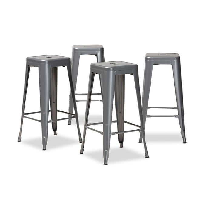 4 Baxton Studio Horton Grey Stackable Bar Stools BAX-AY-MC07-DARK-GREY-BS