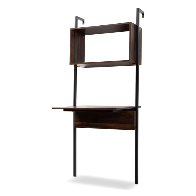 Baxton Studio Fariat Walnut Brown Display Shelf with Desk The