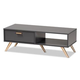 Baxton Studio Kelson Dark Grey Wood Gold Coffee Table