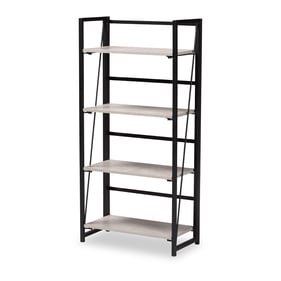 Baxton Studio Lakota Light Grey Black 4 Tier Display Shelf