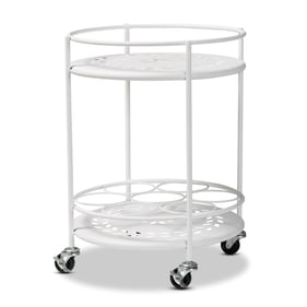 Baxton Studio Dallan White Metal 2 Tier Kitchen Cart