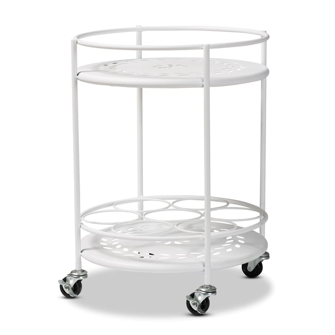 Baxton Studio Dallan White Metal 2 Tier Kitchen Cart BAX-H01-101134A-WHITE-CART