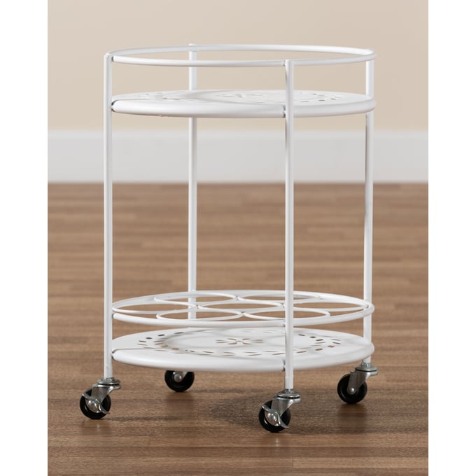 Baxton Studio Dallan White Metal 2 Tier Kitchen Cart The Classy Home