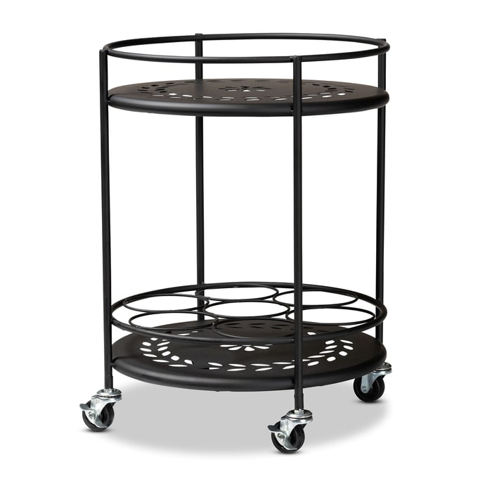 Baxton Studio Dallan Black Metal 2 Tier Kitchen Cart BAX-H01-101134A-BLACK-CART