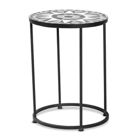 Baxton Studio Kaden Black White Outdoor Side Table