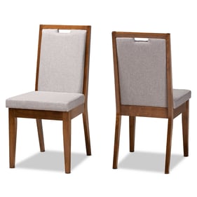 2 Baxton Studio Octavia Grey Fabric Walnut Brown Wood Dining Chairs