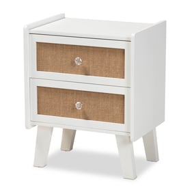 Baxton Studio Balta White Wood 2 Drawer End Table