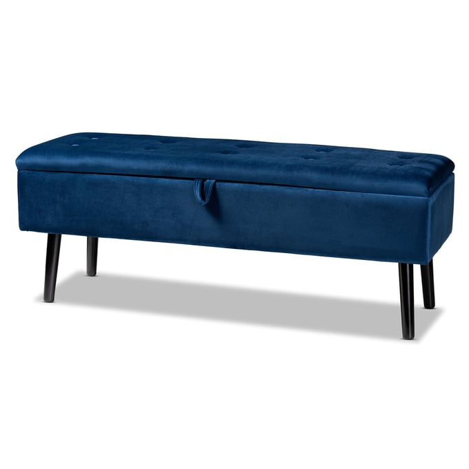 Baxton Studio Caine Navy Blue Velvet Upholstered Storage Bench BAX-FZD020108-NBLUE-VEL-BENCH