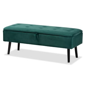 Baxton Studio Caine Green Velvet Upholstered Storage Bench