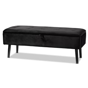 Baxton Studio Caine Black Velvet Upholstered Storage Bench