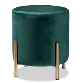 Baxton Studio Thurman Green Velvet Upholstered Ottoman