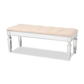 Baxton Studio Hedia Beige Silver Accent Bench