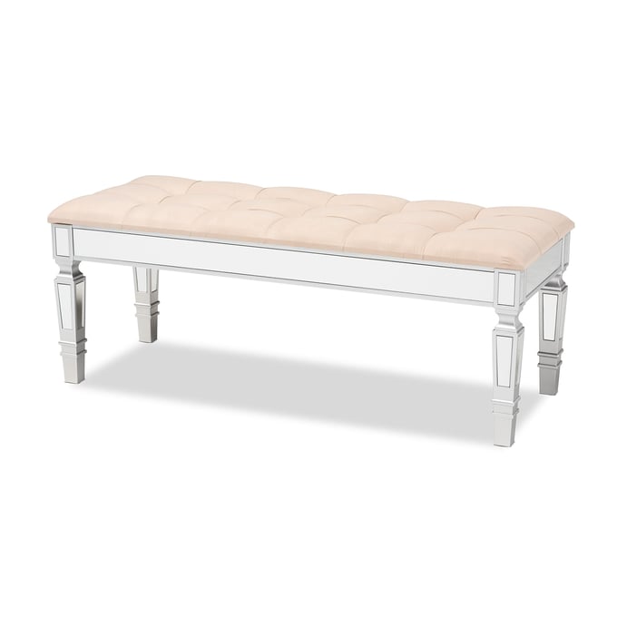 Baxton Studio Hedia Beige Silver Accent Bench BAX-JY20B217L-BEIGE-BENCH