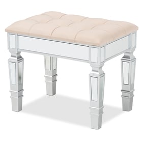 Baxton Studio Hedia Beige Silver Ottoman