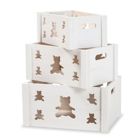 Baxton Studio Sagen White Wood 3pc Storage Crate Set